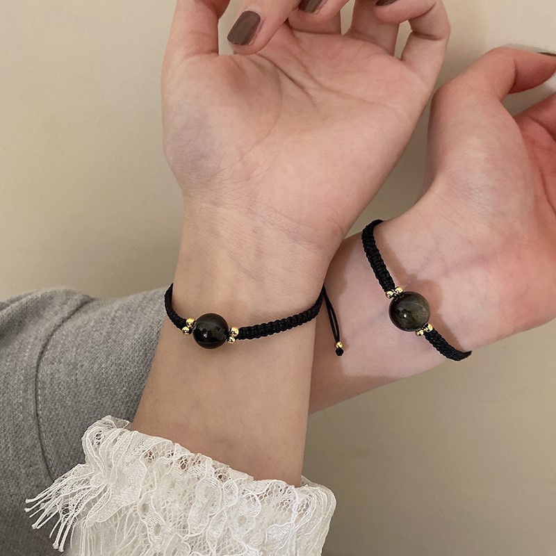 Gelang Tali Kepang Warna Hitam Gaya Harajuku