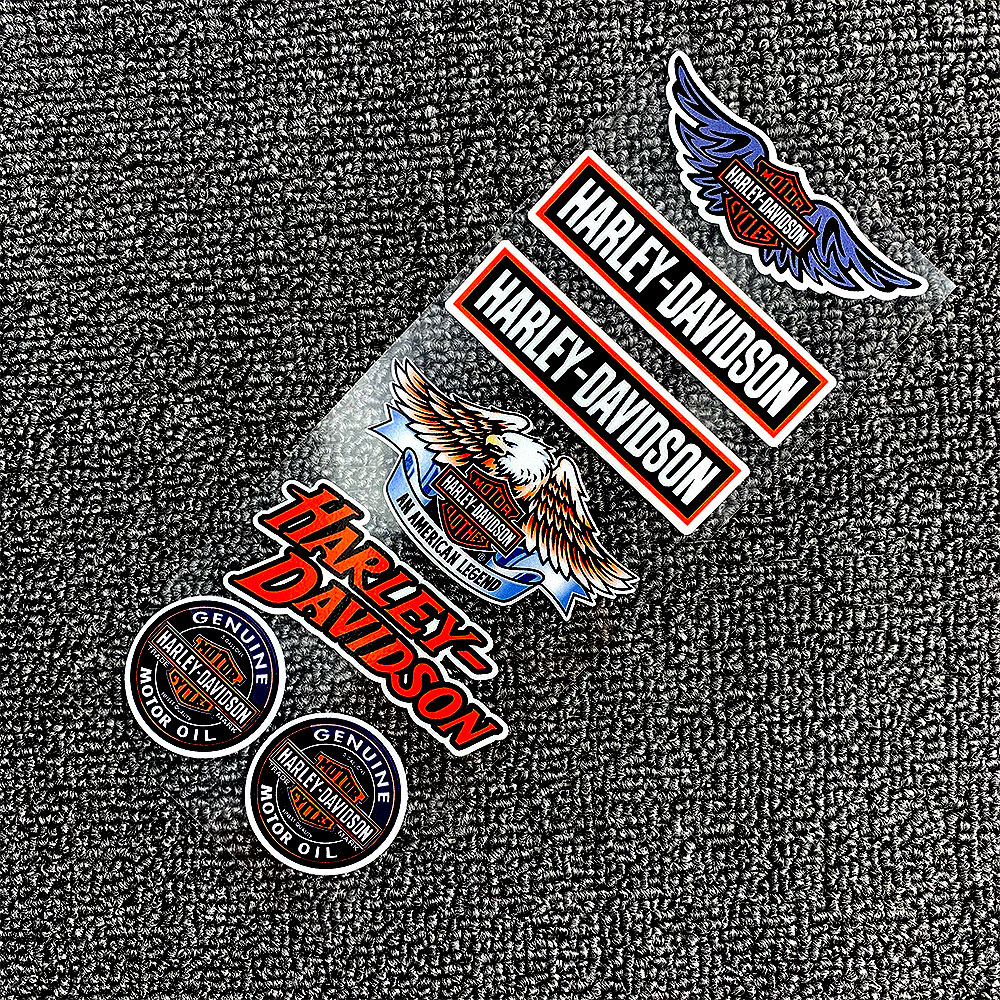 Stiker Vinyl Reflektif Motif Harley Davidson Warna Biru Untuk Fender Samping Motor / Sepeda / Yamaha / Honda / Suzuki / Kawasaki