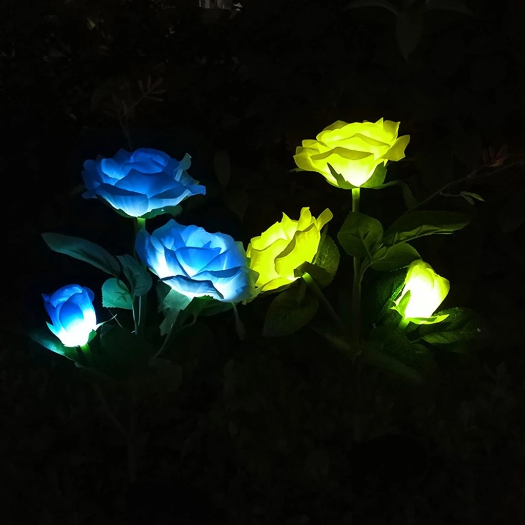 5 Led Solar Rose Flower Light Waterproof Garden Landscape Lamp Lightings / Outdoor Garden Landscape Lamp Outdoor Lawn Lamp Home Decorative / Landscape Lawn Lamps For Patio Yard ,Walkway, Yard / Solar Ground Lights