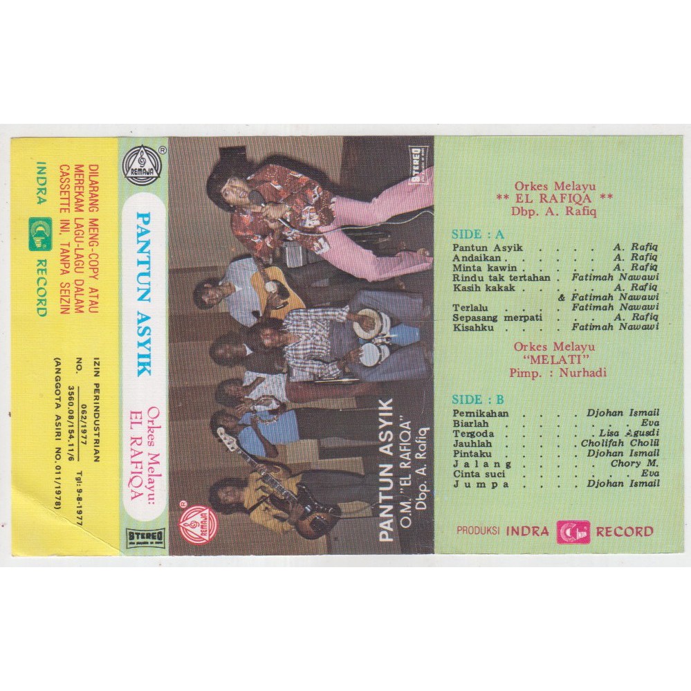 COVER SAMPUL KASET ORKES MELAYU EL RAFIQA - PANTUN ASYIK