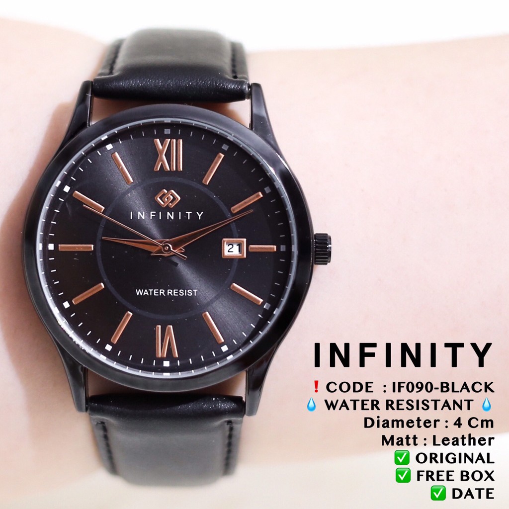 Jam tangan pria / wanita INFINITY original kulit tanggal aktif free box IF070