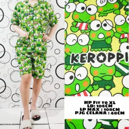 MFcollection Baju TIdur Wanita/Piyama Kodok Keropi Celana Pendek-Hijau - Hijau muda