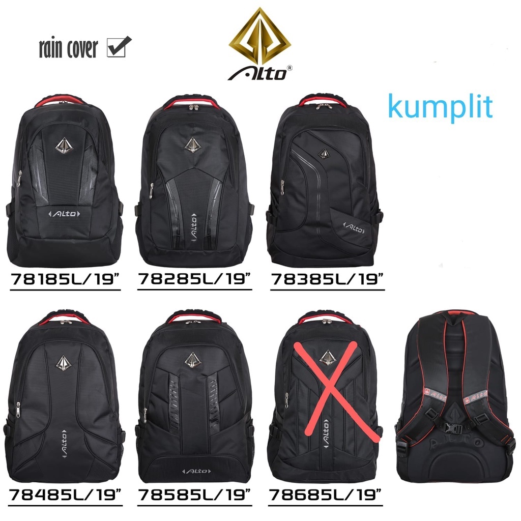 Ts Ransel Alto Original Hitam Embos/ Tas Ransel Sekolah/Tas Ransel Cewek Cowok SD SMP SMA