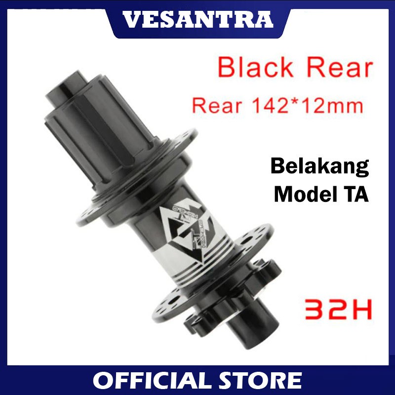 RT Hub Belakang Freehub TA Thru Axle BOOST 32H 142 x 12mm Jangkrik