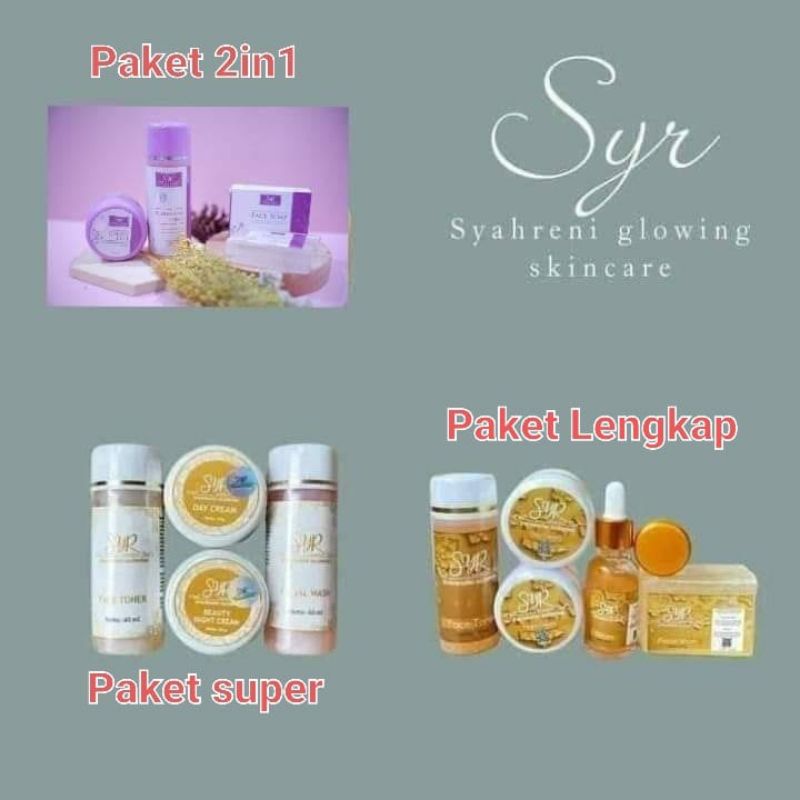 Bisa COD BPOM skincare SYR Syahraeni Glowing Paket 3in1 Paket Super Paket Lengkap cream Syahreni bea