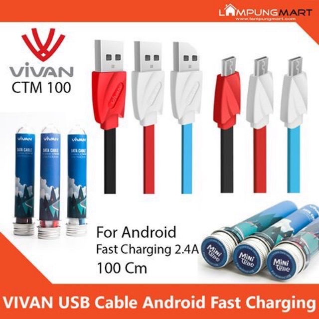 1 BOX (30 pcs) KABEL DATA VIVAN CTM MICRO USB MINI TUBE / ANDROID