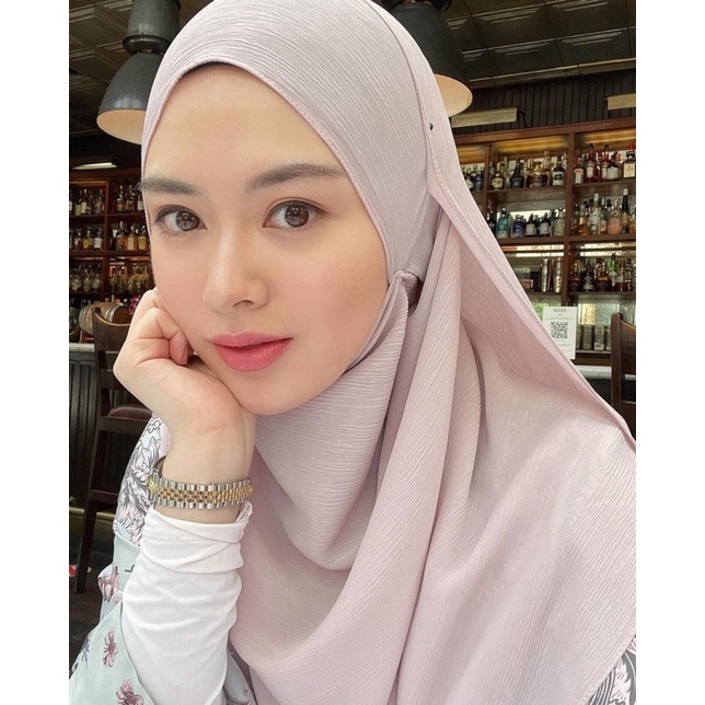 PASHMINA CRINKLE MATTE NON SILK AYANA MOON Matte chiffon textured pashmina non silk casual korea-2