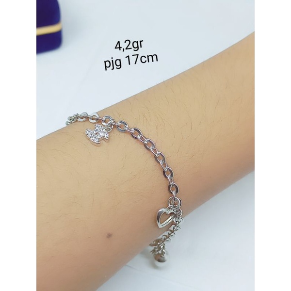 GRLANG PERAK ASLI SILVER 925 LAPIS EMAS/GELANG TANGAN RANTAI NORI+GANTUNGAN MAINAN+2BEL/ASLI SILVER/GELANG FASHION WANITA