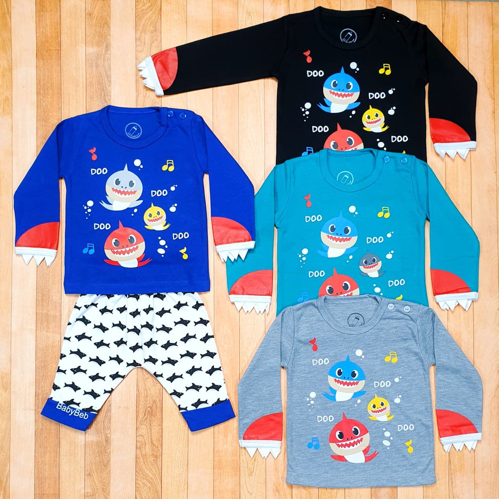 SETELAN ANAK  BabyBeb Panjang Baby  Shark  0 18 Bulan 