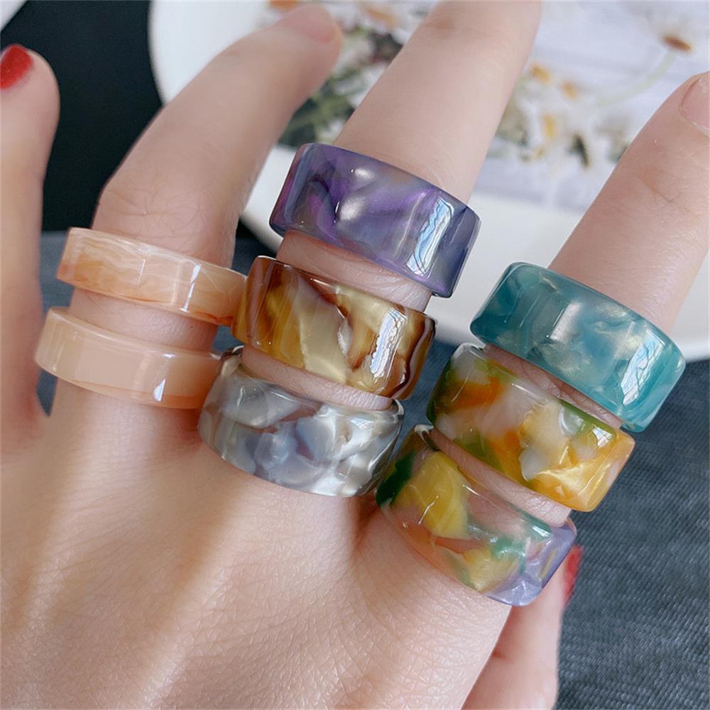 Lily Cincin Akrilik Laporan Korea Perhiasan Fashion Untuk Wanita Cincin Warna-Warni