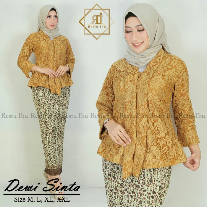 Kebaya Floy brokat Rok Plisket Bahan Katun Batik Silk Original/kebaya floy dewi sinta