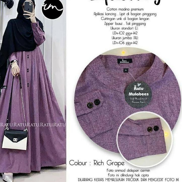 (Terbaik) gamis lafelle maxy katun madina ori by ratu mulabees soraya al hauraa aisharana hijrah ara