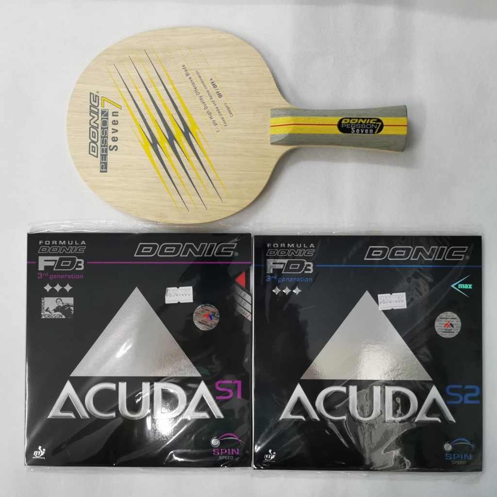 DONIC - Bat Pingpong Donic Persson Seven + Karet Donic Acuda