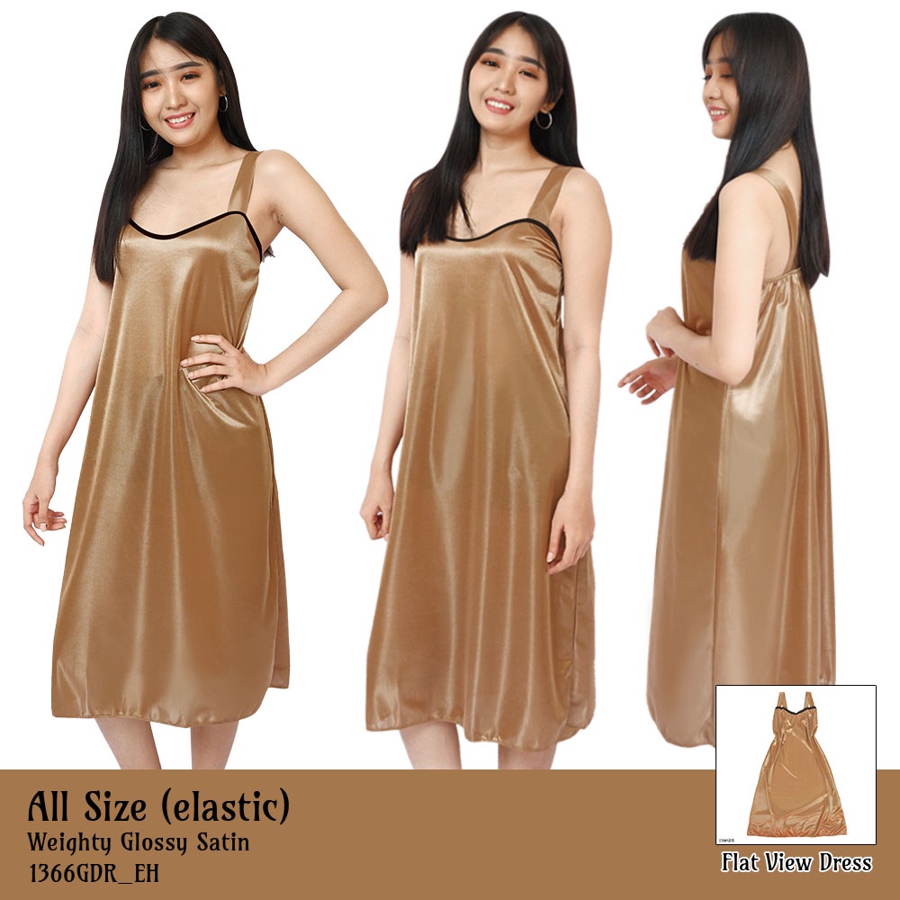 FOLVA tanktop dress baju rumah satin 1366GDR gold all size