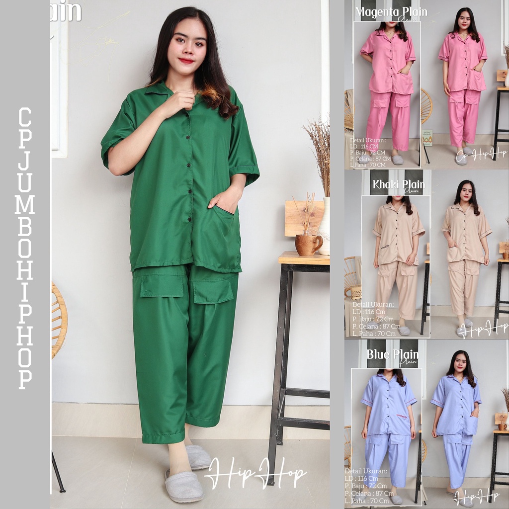 IZANY Piyama CP Dewasa / One set HIPHOP Jumbo Xxl Plain