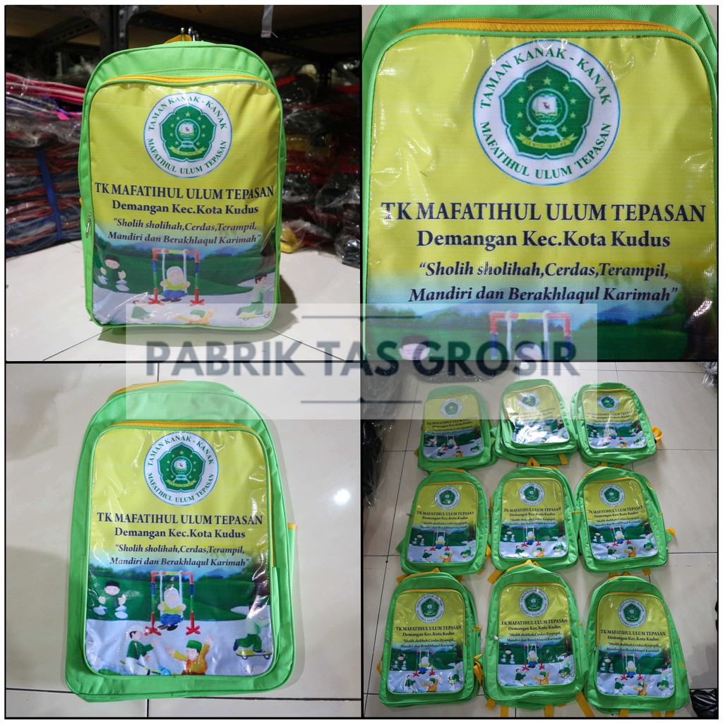 Jual Tas Grosir Bordir Sablon Souvenir Acara Sekolah TK SD SMP SMA Ransel Hadiah Pelatihan Diklat