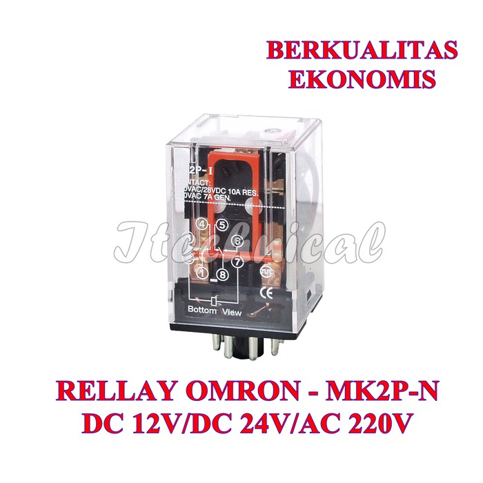 RELAY MK2P-N OMRON AC 220V / MK2P-N DC12V / MK2P-N DC24V 8 KAKI