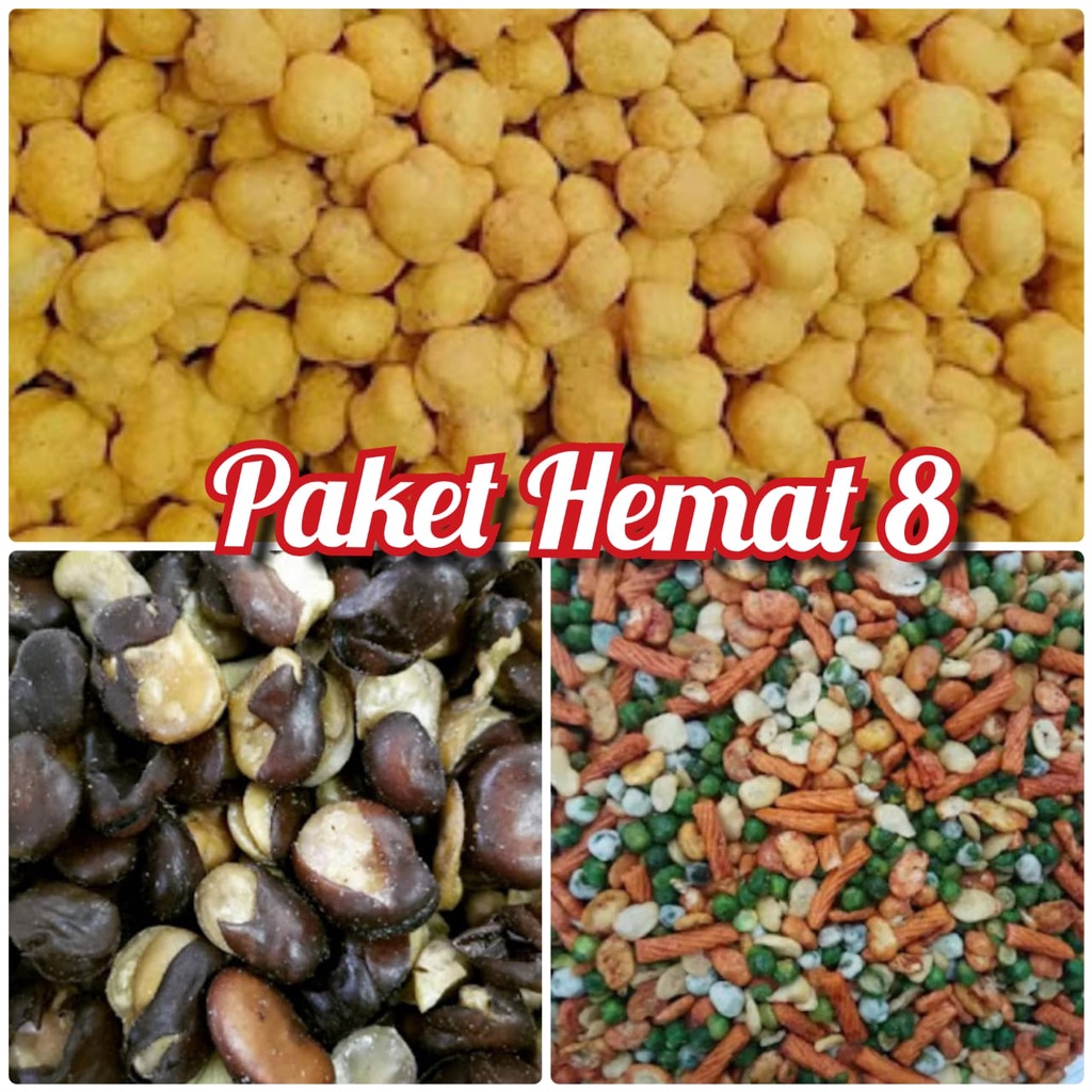 

Aneka Snack Paket Hemat 8 ( Koro Kulit.Pilus Kuning, Mix Nut )