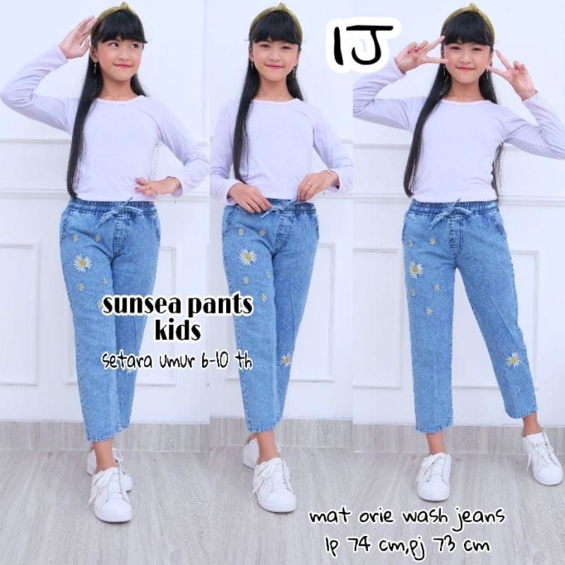 Celana Panjang Baggy Jeans Anak Perempuan Tanggung 7 8 10 Tahun