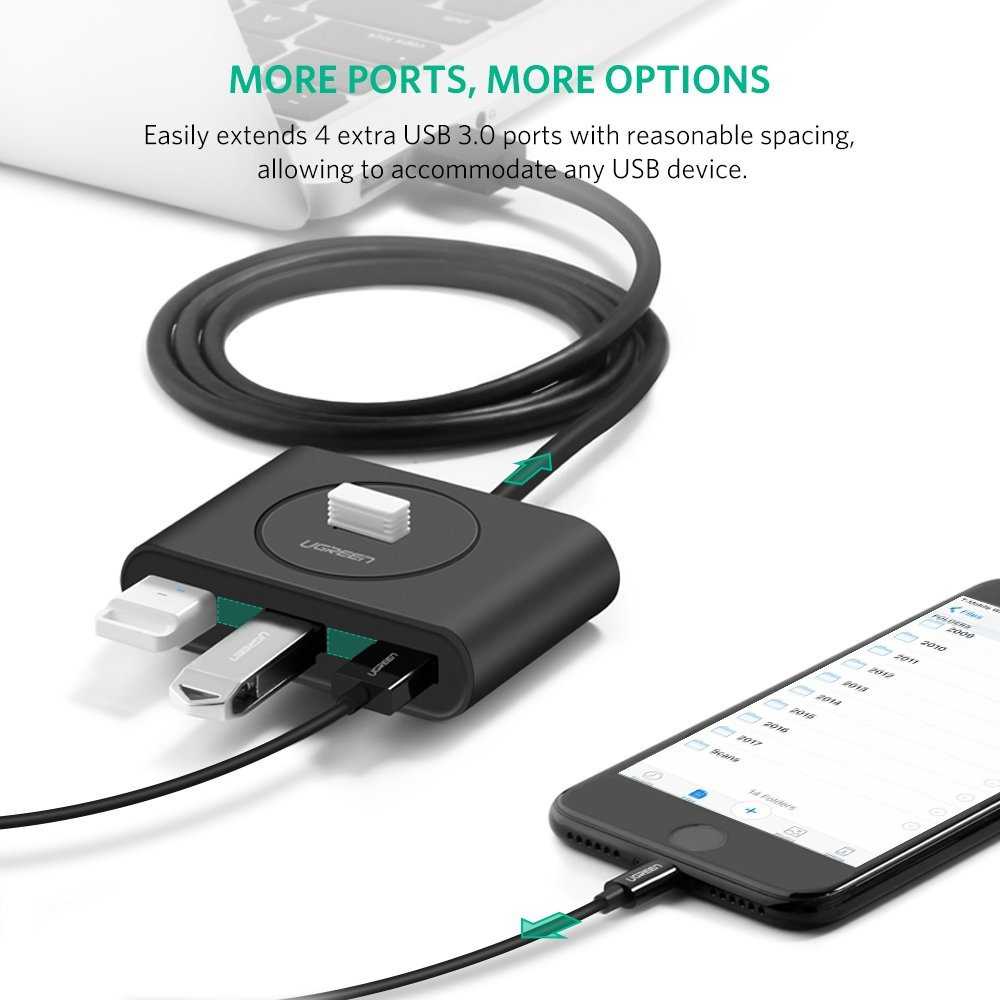 UGreen USB Hub 4 Port USB 3.0 - 20290-Hitam