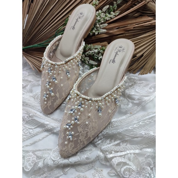 Rafaizoutfit flatshoes sintya cream wedding cantik