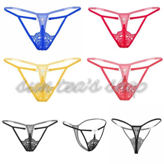 GS216 Sexy lace pearl thongs T front g string 924902