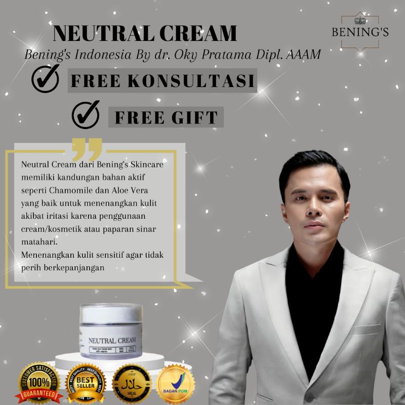 NEUTRAL CREAM BENING'S SKINCARE ISI 2.5 Gr/KRIM NETRAL BENINGS SKINCARE