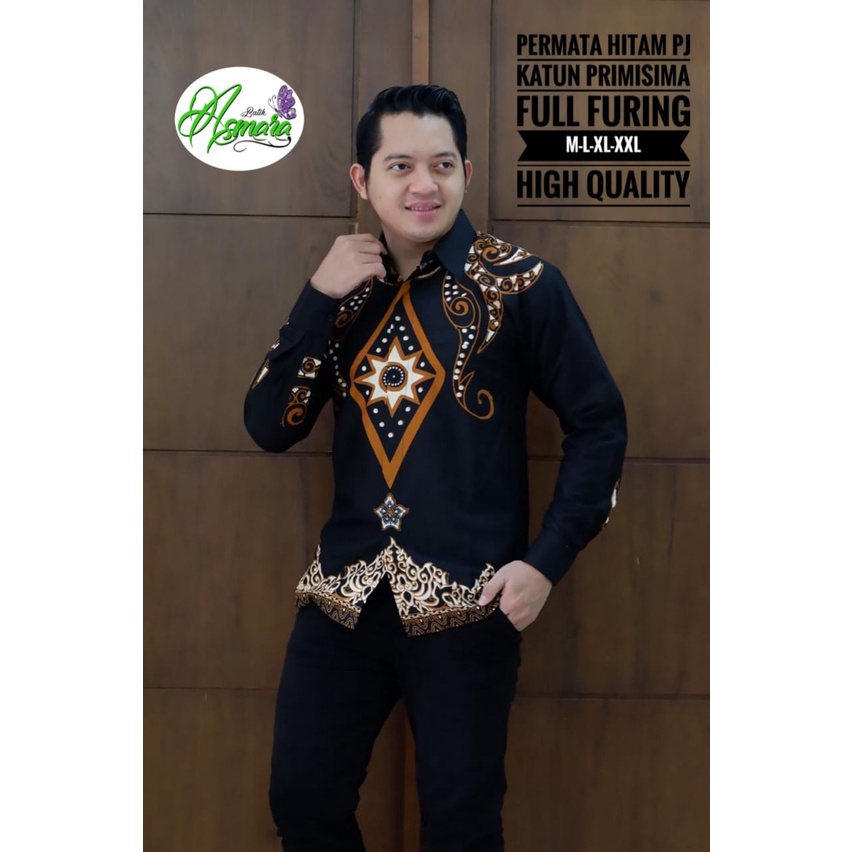 PERMATA HITAM Kemeja Batik Pria Full Furing Bahan Katun Primisima