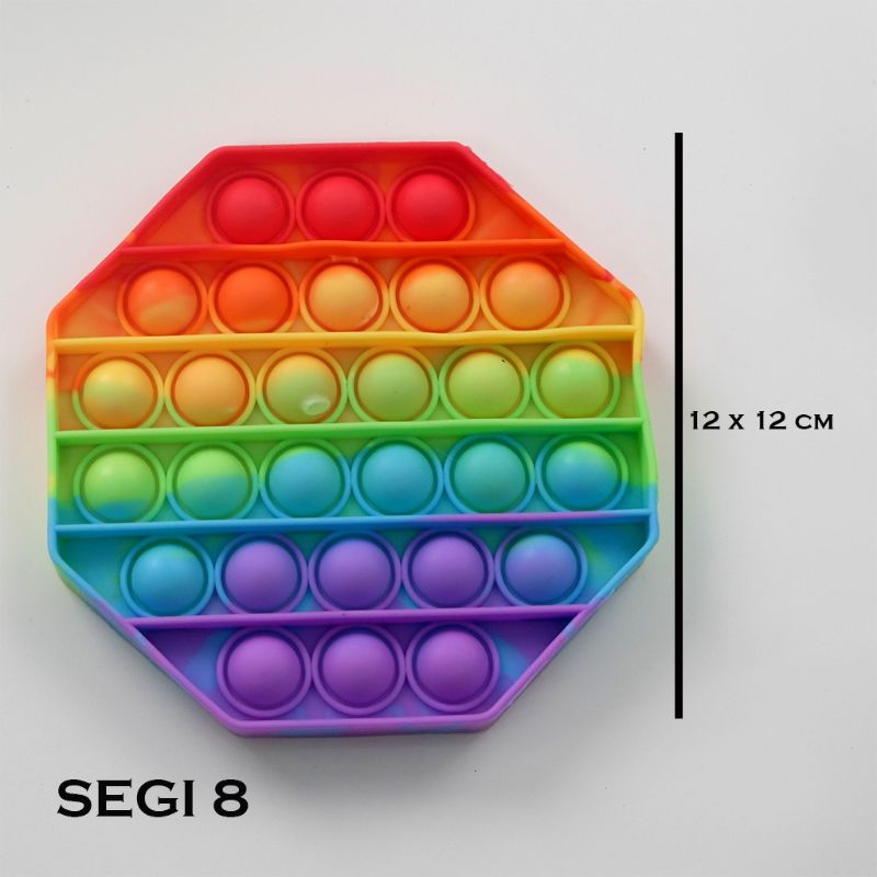 BUBBLE POP IT FIDGET TOY RAINBOW ukuran 12x12 || MAINAN EDUKASI ANAK KARAKTER PUSH POP IT-Persegi
