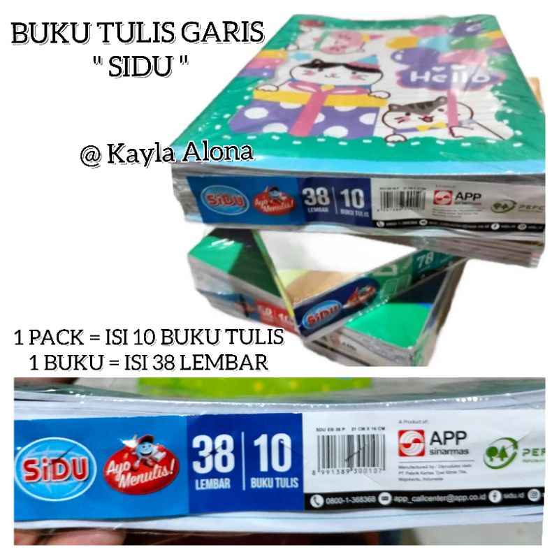 

BUKU TULIS GARIS ' SIDU ' 38 Lembar ( Harga 10 pcs Buku )