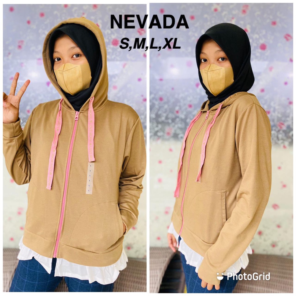 jaket cewe nevada coklat polos