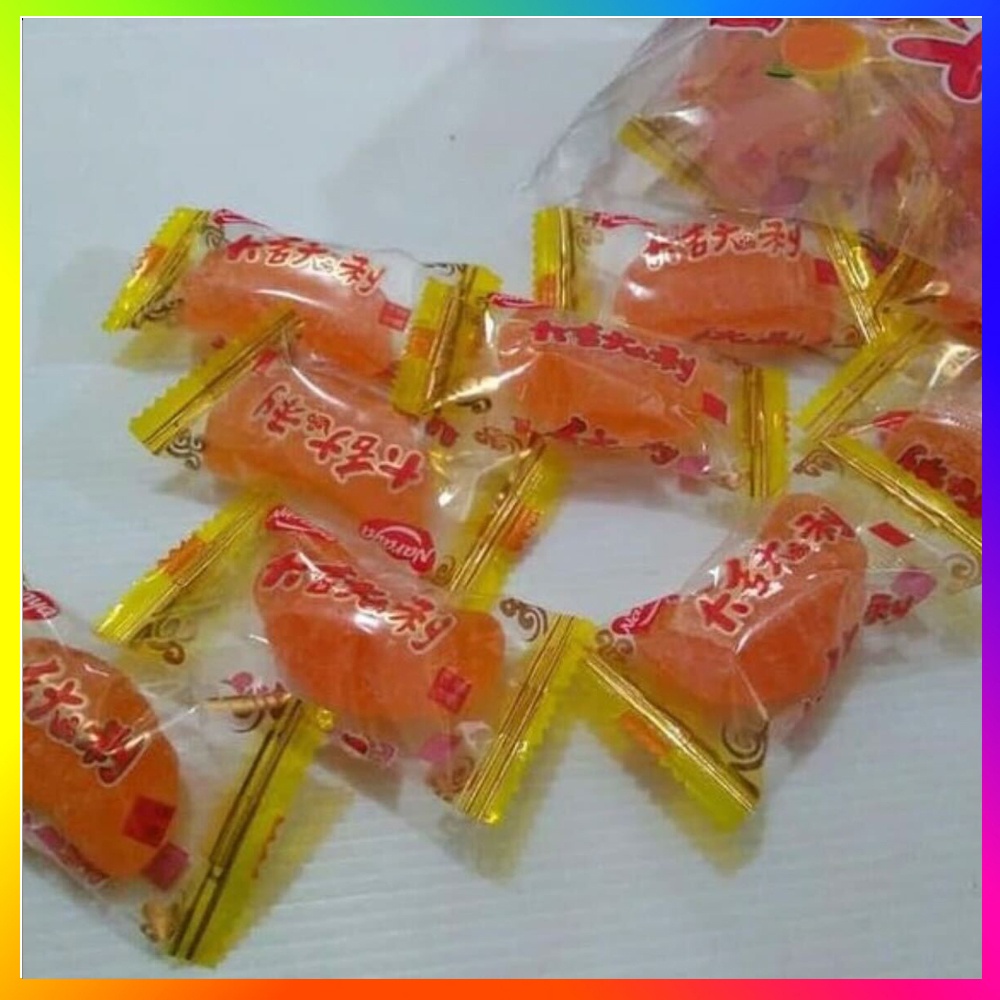 Permen Manisan Jelly Jeruk / Jelly Hongmao Manisan / Permen Jeli Rasa Jeruk (Mandarin Orange Jelly Candy) Halal Permen Lunak Rasa Jeruk 500gr Manisan Orange Jelly Can