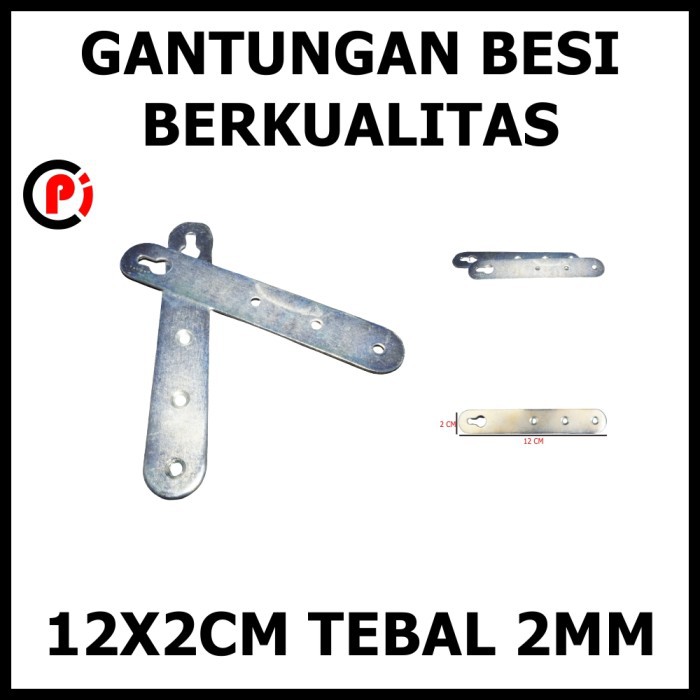 Gantungan Besi Panjang Ukuran 12 cm x 2 cm Tebal 2mm 3 Lubang