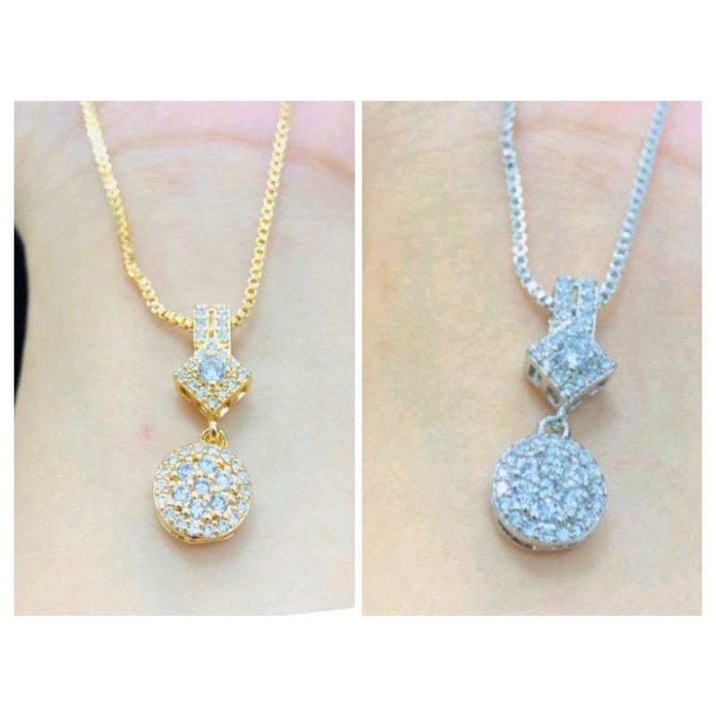 Ramk14. Kalung xuping wanita lapis emas putih silver dgn mata zircon ukuran 45 cm