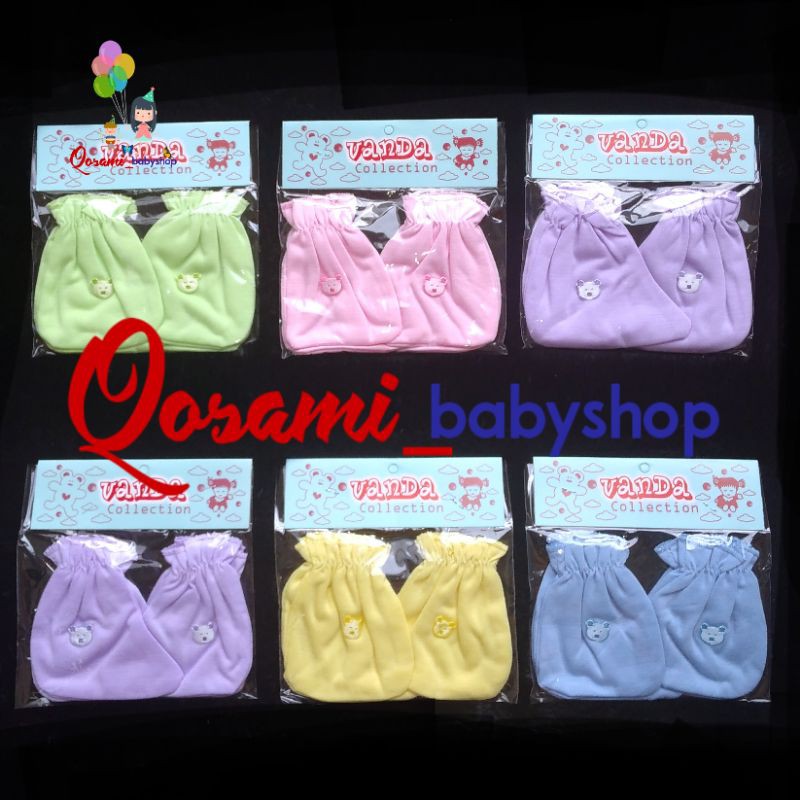 VANDA 3 pcs Sarung Tangan Kaki Bayi Warna Polos SNI