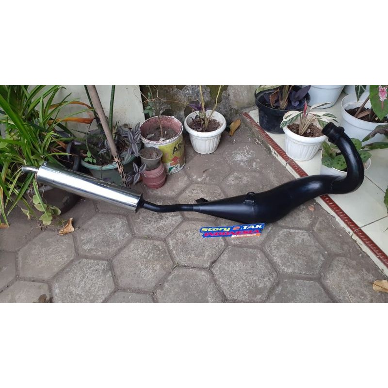 knalpot ninja 2 tak 150 R, RR, SS model standar racing hitam doff silincer chroom