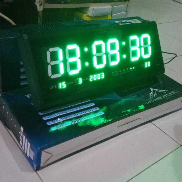 Jam Dinding Digital 4819 Led Hijau Jam Besar