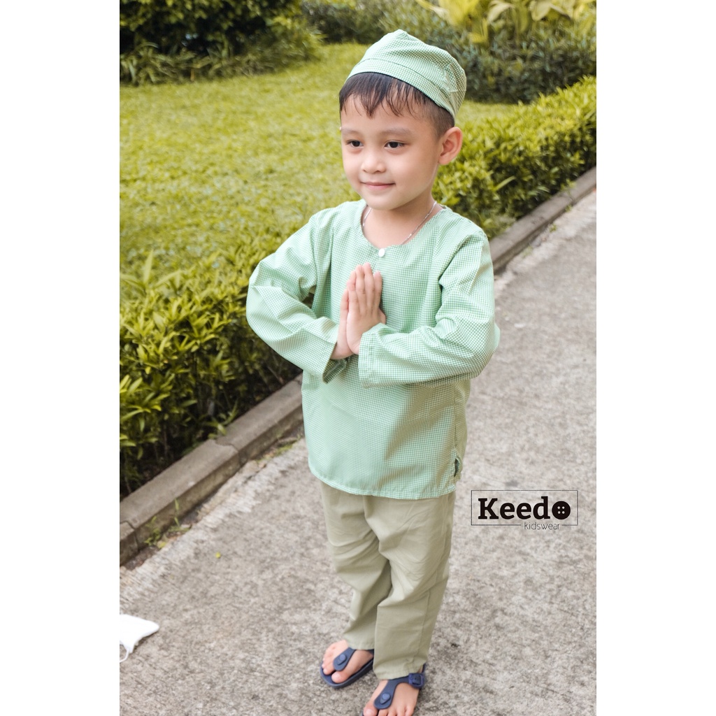 KEEDO PLAID KOKO SET / SETELAN BAJU KOKO KOTAK PLAID TARTAN ANAK 2-6 TAHUN / BAJU LEBARAN TURKA MUSL
