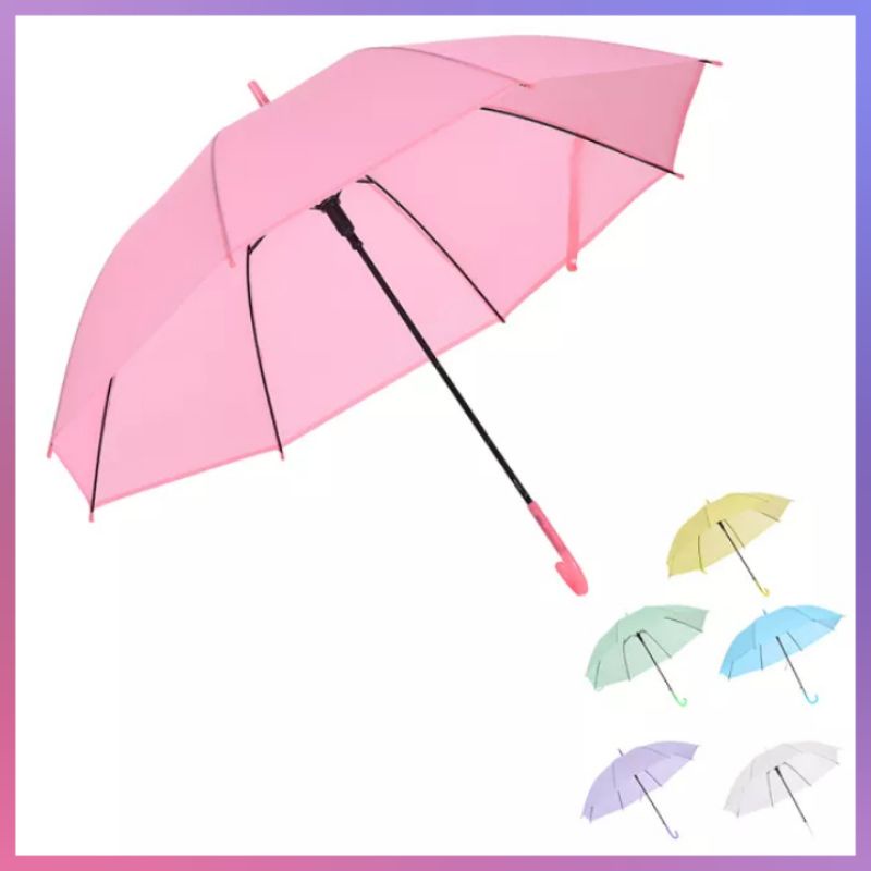 Payung Transparan Style Korea Jepang Import Polos Warna Warni Payung Lipat Bening Cantik Payung Rainbow Umbrella Fashionable Candy Color Import