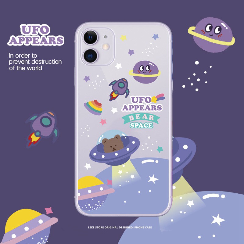 Casing Iphone 11 Pro Max Xr Xs 8 Plus 7 8 Gambar Kartun Luar Angkasa Ufo Beruang Model Transparan Shopee Indonesia