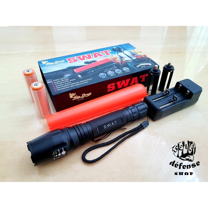 TERLARIS COD Senter Police Swat T6 Led Cree Besar Full Paket