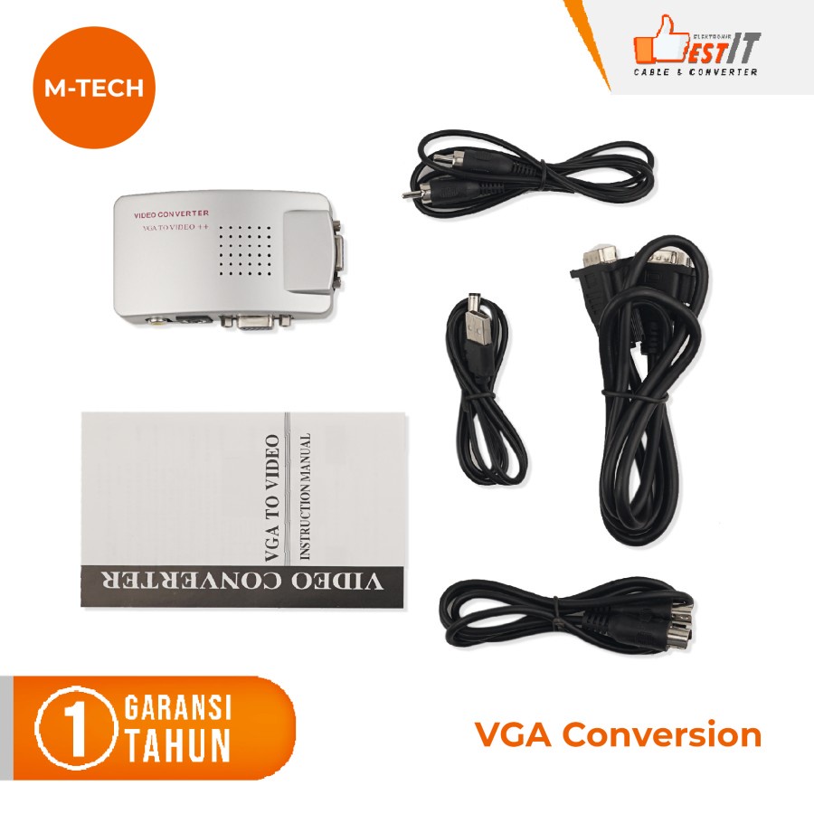 VGA to RCA + S-Video Converter Box - PC LAPTOP VGA TO TV AV RCA S-VIDEO CONVERTER