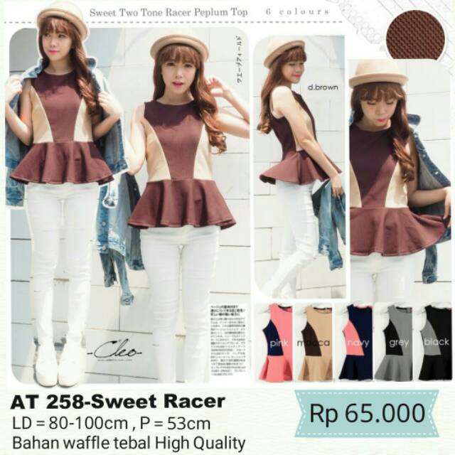 SALE!  BLOUSE SWEET RACER,  BAJU FASHION WANITA MURAH,  ATASAN CEWEK BERKUALITAS