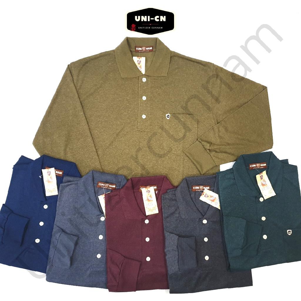 CUN NAM KOREA KAOS POLOS POLO SAKU TANGAN PANJANG MANSET / Kerah Wangki Pria Dewasa CNPP - 03