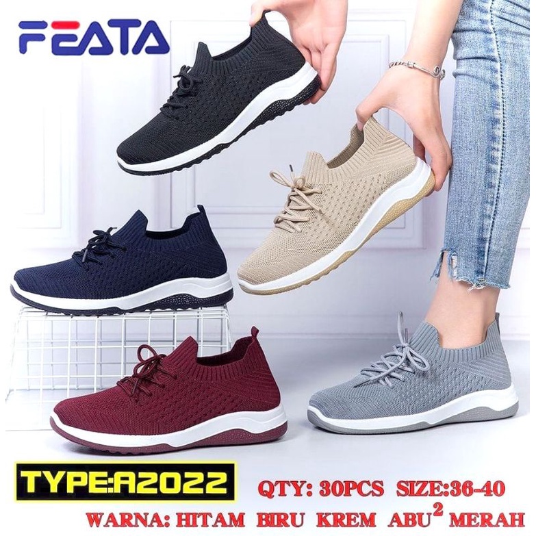 Sepatu wanita sneakers import korea version Feata A 1073, A 2022 terbaru  sol anti selip