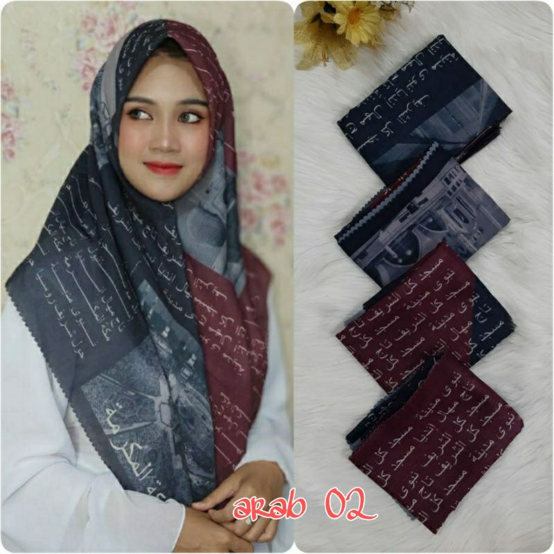 hijab segiempat voal motif koran arab premium / segiempat koran arab lasercut premium sz 115 x 115cm-Arab 02