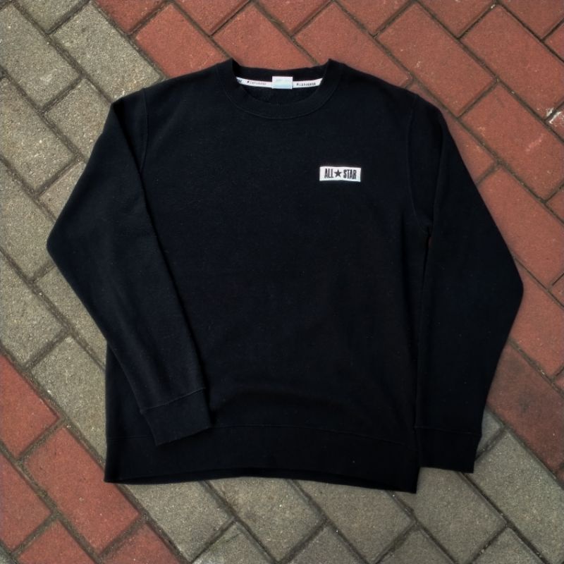 SWEATER CREWNECK CONVERSE ALL STAR ORIGINAL BLACK SECOND BEKAS