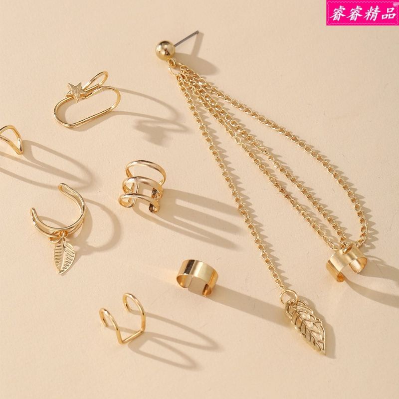 anting jepit 7pcs/set anting clip wanita anting clip tanpa tindik anting gold anting banyak set