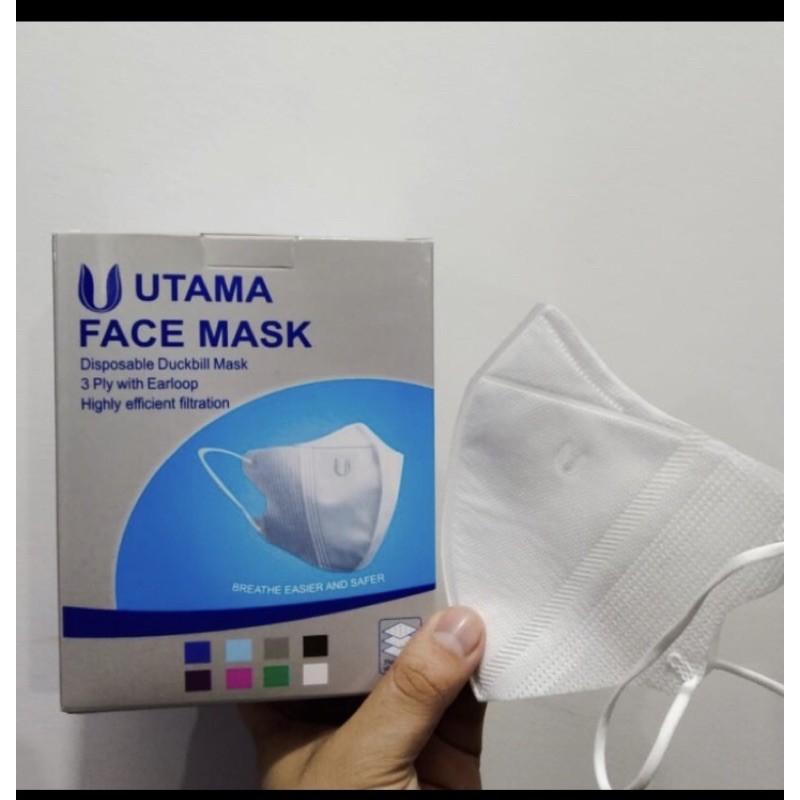 Masker UTAMA Duckbill BOX Embos U Disposable Face Mask Kemenkes - Box isi 50