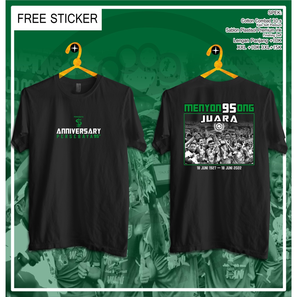 kaos anniversary persebaya 95 tahun